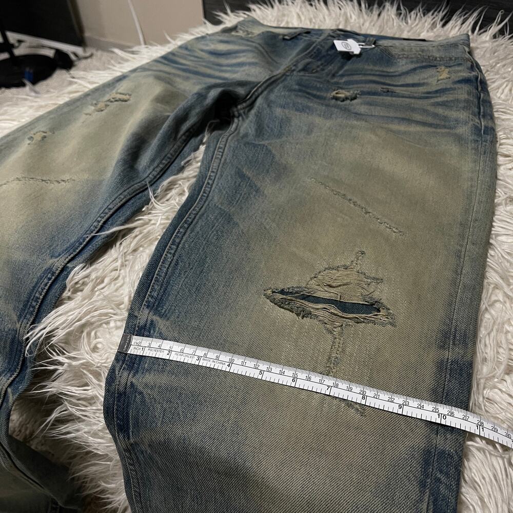 Vintage Faded Wash Distressed Ripped Wide-leg Baggy Denim Jeans Pants Blue sz 31 - Picture 14 of 16